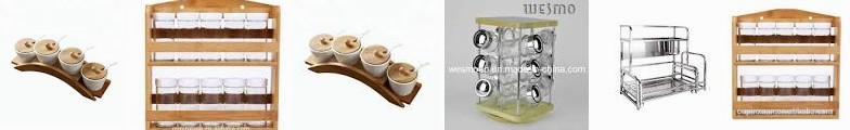 : Bamboo China Of Design ... Canister - Set Seasoning Shelves Rack Home Kitchenware Steel 2 Restaura